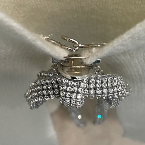 NWOT ASTR The Label Cream / Silver Embellished Bow Cardigan (Size M) - Picture 5 of 7